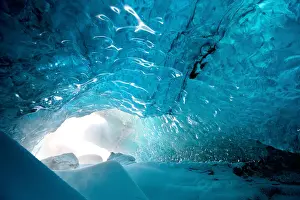 Opening: Inside an ice cave in the glacier Vatnajakull