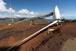 Worker: Inspection of a wind turbine in New Caledonia