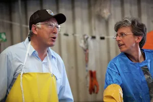 Oiled: Interior Secretary Salazar at Bird Cleaning Station