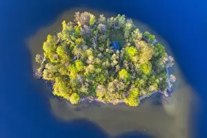 Foothills: Island M&, x28b37db2;th in Lake Staffelsee, aerial