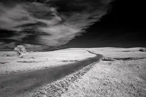 Infrared: Isolated road in the Kansas Flint Hills