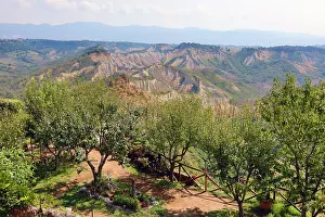 Bagnoregio: Italian countryside and trees seen from the hilltop