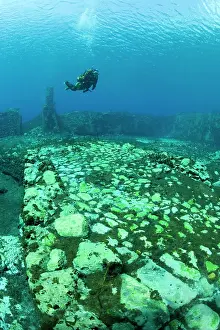 Plunging: Italy, Abruzzo, Capestrano, Capo d'Acqua lake scuba diver ex