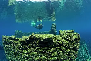 Plunging: Italy, Abruzzo, Capestrano, Capo d'Acqua lake scuba diver ex
