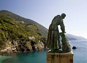 Monk: Italy, Cinque Terre, Monterosso. A statue