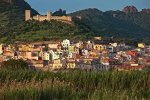 Castello: Italy, Sardinia, Bosa. Town view with Castello