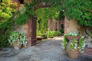 Julie: Italy, Tuscany. Courtyard of an agriturismo near