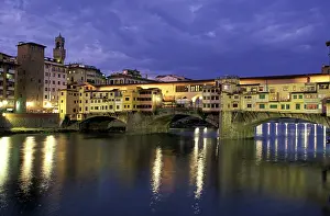 Vecchio: Italy, Tuscany, Florence. Evening view of