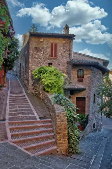 Julie: Italy, Umbria. Homes along the streets of Assisi