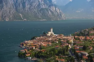 Veneto: Italy, Verona Province, Malcesine. Aerial