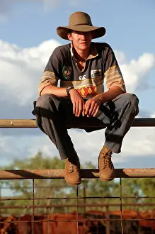 Mustering: Jackaroo having a rest during mustering. Bushy