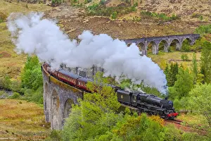 Viaduct: Jacobite Steam Train - historic steam train steams