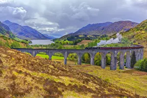 Viaduct: Jacobite Steam Train - historic steam train steams