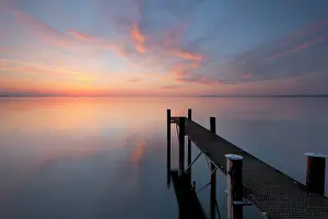 Docks: Jetty in the evening light overlooking Lake Constance
