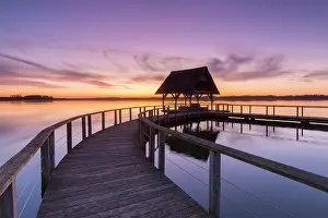 Pier: Jetty on Lake Hemmelsdorf at sunrise - Schleswig-Holstein