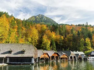 Boathouse: The jetty of schoenau village with traditional