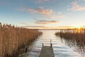 Ratzeburg: Jetty in sunset at Lake Ratzeburg - Germany