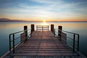 Docks: Jetty at sunset near Chieming on Chiemsee Lake