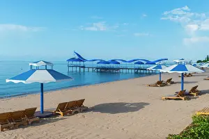 Pier: Karven resort beach, Issyk Kul lake, Kyrgyzstan