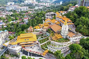 Buddhist: Kek Lok Si Temple aerial view on Penang Island