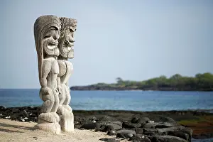 230518: Ki'i statues, wooden statues, ohia tree, Pu&, x2bb;uhonua