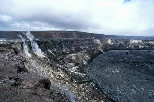 Caldera: Kilauea Volcano Caldera and Steam Vents
