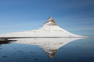 Kirkjufjell: Kirkjufjell Mount Kirkjufjell at the fjord Iceland