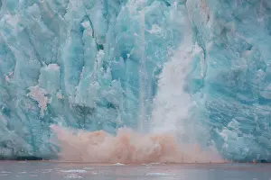 Calving: Kongsbreen calving into Kongsfjord - Svalbard - Norway