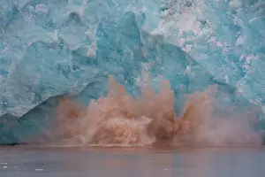 Calving: Kongsbreen calving into Kongsfjord - Svalbard - Norway