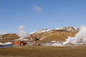Pipe: Krafla geothermal power station near Lake