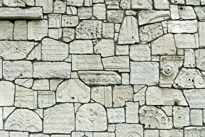 Fragment: Krakow, Poland. Commemorative wall composed