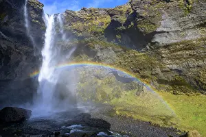 Prismatic: Kvernufoss, Waterfall with Rainbow, Iceland, Europe