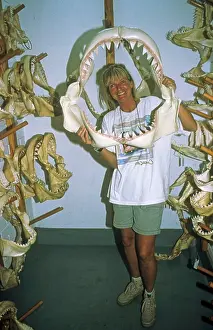 Sold: Lady holding Shark Jaws - Being sold as Souvenirs