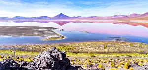 Panorama: Laguna Colorada, Bolivia. Panorama view of lake in