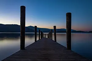 Hour: Lake Derwentwater with jetty at sunset, Keswick