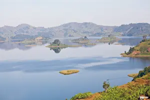 Rainy: Lake Mutanda near Kisoro in Uganda. On the