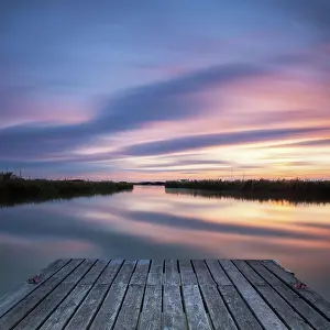 Neusiedl: Lake Neusiedlersee in Austria at sunrise