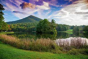 Peaks: Lake reflections, Peaks Of Otter, Blue Ridge Parkway