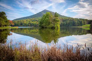 Peaks: Lake reflections, Peaks Of Otter, Blue Ridge Parkway