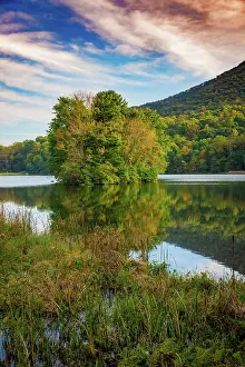 Peaks: Lake reflections, Peaks Of Otter, Blue Ridge Parkway
