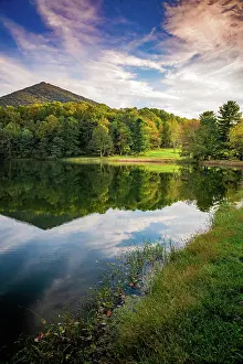 Peaks: Lake reflections, Peaks Of Otter, Blue Ridge Parkway