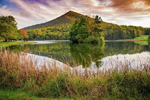 Peaks: Lake reflections, Peaks Of Otter, Blue Ridge Parkway