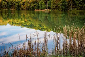 Peaks: Lake reflections, Peaks Of Otter, Blue Ridge Parkway
