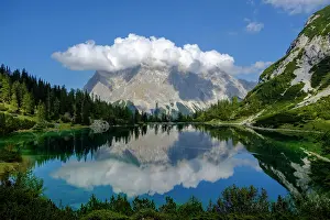 Ehrwald: Lake Seebensee, view of the Zugspitze, Ehrwald