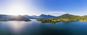 Townsmall: Lake Tegernsee at sunrise, left townsmall Tegernsee