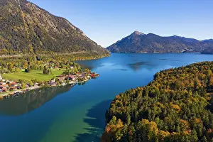 Jochberg: Lake Walchensee with the village Walchensee, Jochberg
