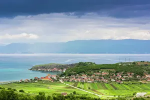 Townsmall: Landscape at Lake Ohrid near Lin, Albania, Europe