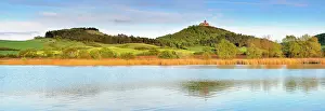 Medieval: Landscape with lake, at the back Wachsenburg Castle