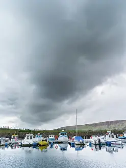 Yacht: Landscape near Aith Voe during storm and