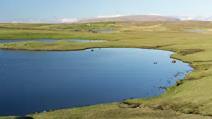 Ness: Landscape in Northmavine with the village